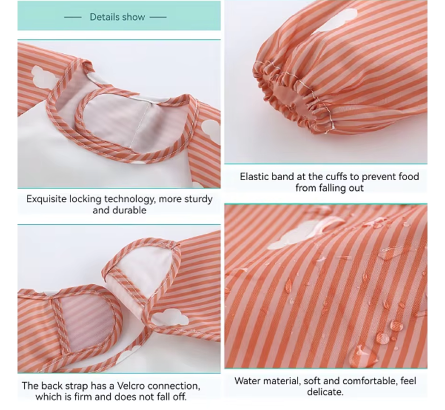 2 Stuks Baby Slabbers Met Lange Mouwen Waterdicht Slab Kliederschort Verf Schort Slabbertje ##