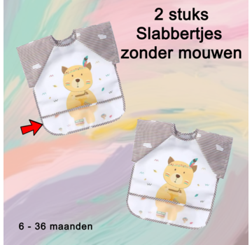 Allernieuwste.nl® 2 Stuks Baby Slabbers Zonder Mouwen - Beer