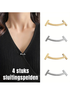 LaGloss 4 STUKS Kledingspelden Glad - Goud & Zilver *