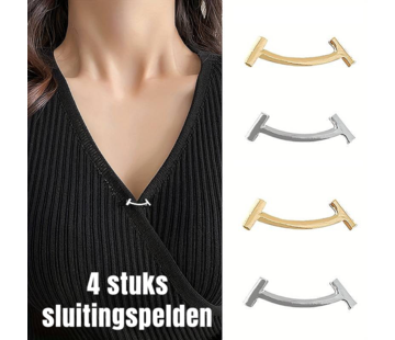 LaGloss 4 STUKS Kledingspelden Glad - Goud & Zilver *