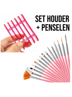 Allernieuwste.nl® SET Penseelhouder + 15 Mix Penselen