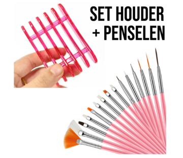 Allernieuwste.nl® SET Penseelhouder + 15 Mix Penselen