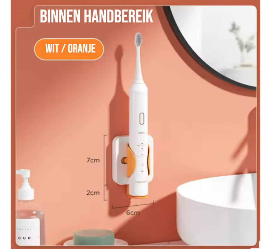 Universele Houder voor Elektrische Tandenborstel – Wit/Oranje - 6x9x3 cm - Badkamer Organizer