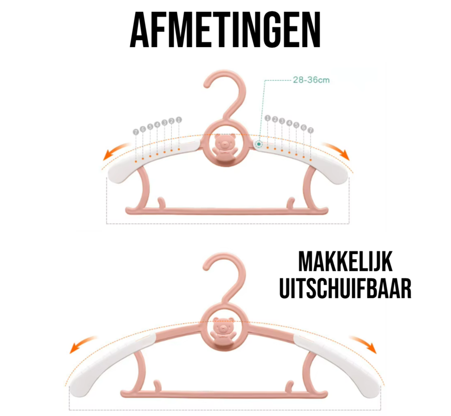20 Stuks Kinder Kledinghangers – Beer Design & Anti-Slip – Mint Groen / Unisex Baby & Kinderkledinghangers