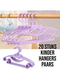 Allernieuwste.nl® 20 Stuks Kinder Kledinghangers STRIK - PAARS