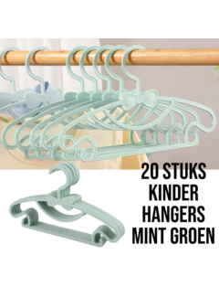 Allernieuwste.nl® 20 Stuks Kinder Kledinghangers STRIK - Mint Groen