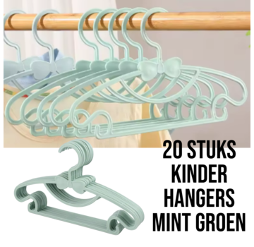 Allernieuwste.nl® 20 Stuks Kinder Kledinghangers STRIK - Mint Groen