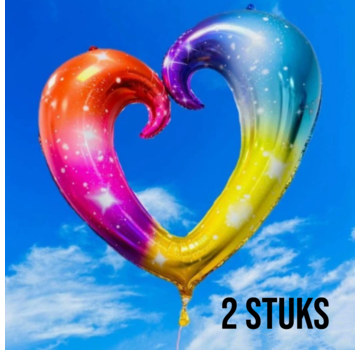 Allernieuwste.nl® 2 STUKS XL Regenboog Hart Ballon – Folieballon 108 x 92.5 cm