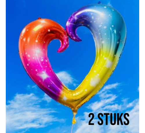 Allernieuwste.nl® 2 STUKS Regenboog Hart Ballon – XL Folieballon 108 x 92.5 cm - Liefde, Feest & Cadeau