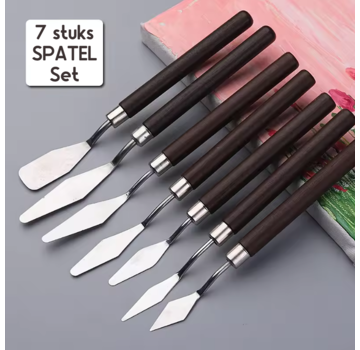 Allernieuwste.nl® 7-delige Paletmes & Schraper Set met Houten Handvat