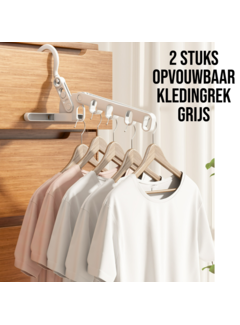 Allernieuwste.nl® 2 Stuks Multifunctioneel Opvouwbaar Kledingrek - GRIJS