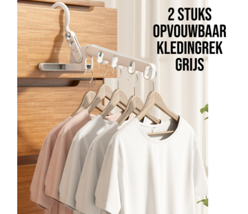 Allernieuwste.nl® 2 Stuks Multifunctioneel Opvouwbaar Kledingrek - GRIJS