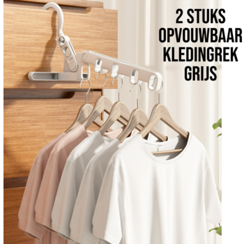 Allernieuwste.nl® 2 Stuks Multifunctioneel Opvouwbaar Kledingrek - GRIJS
