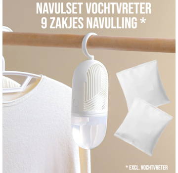 Allernieuwste.nl® Navulset van 9 Navullingen voor Vochtvreter - Wit