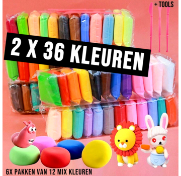 Allernieuwste.nl Super Klei 72 Stuks Mix Kleuren - 2x 36 Stuks