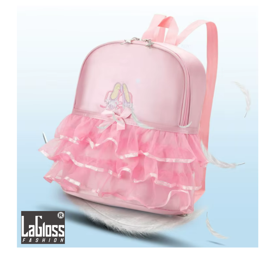 LaGloss® Rugtas Kind Roze Ballerina – Kinder Rugtas met Ballerina Schoentjes - 26x32x13 cm