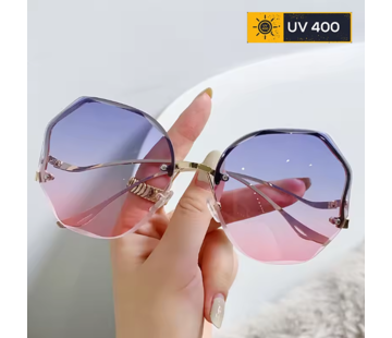 LaGloss Randloze Gradiënt Dames Zonnebril – Blauw Rose