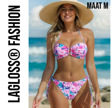 LaGloss 2-Delige Bikini Set Roze Bloemenprint Maat M