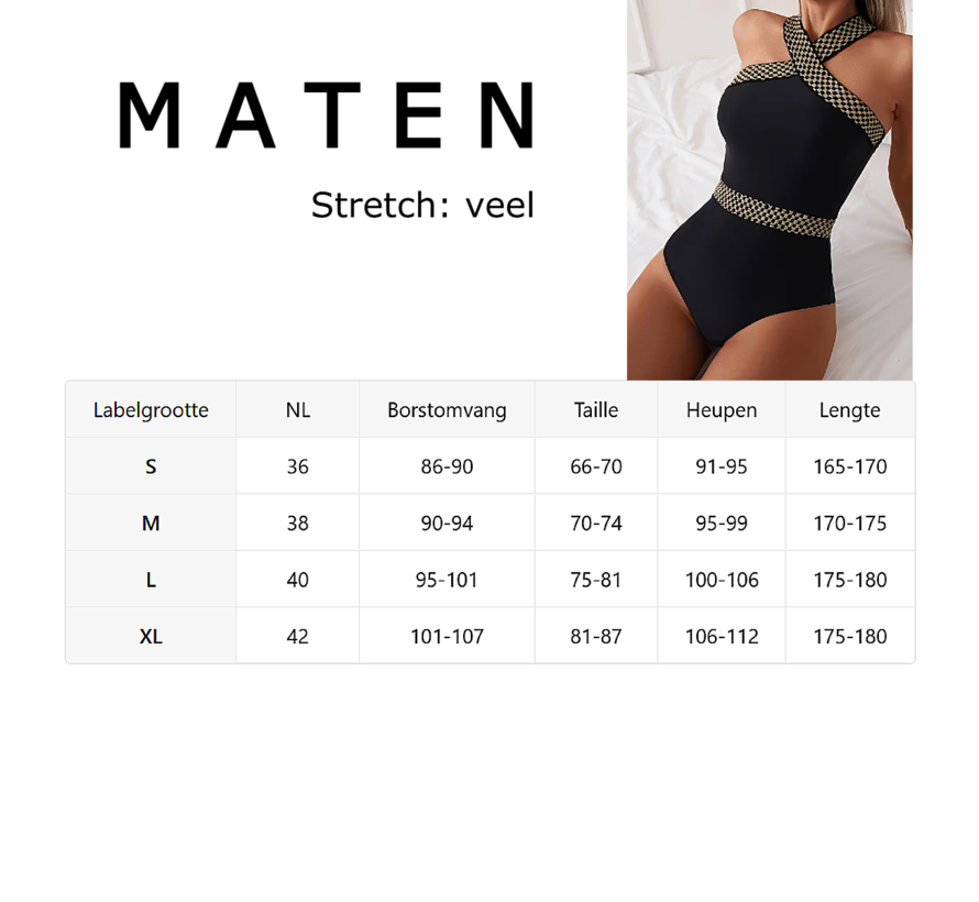 LaGloss® Elegant Zwart Badpak Maat L– Luxe & Stijlvolle Dames Badmode