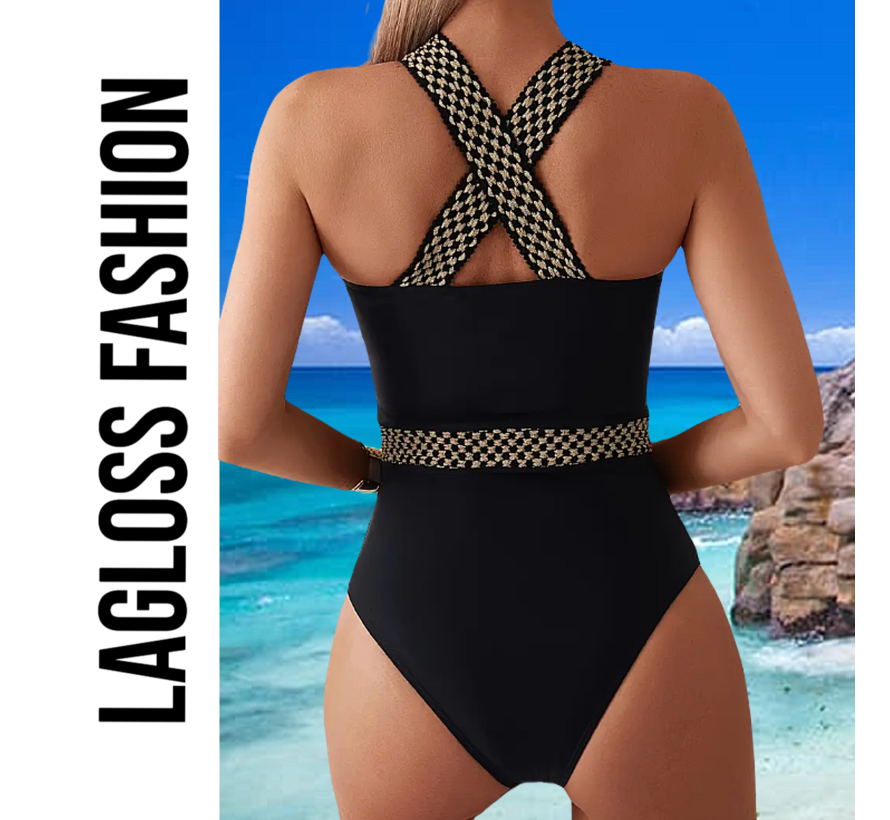 LaGloss® Elegant Zwart Badpak Maat XL– Luxe & Stijlvolle Dames Badmode