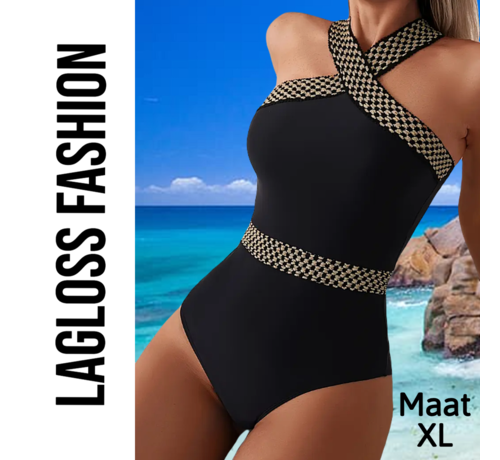 LaGloss LaGloss® Elegant Zwart Badpak Maat XL– Luxe & Stijlvolle Dames Badmode