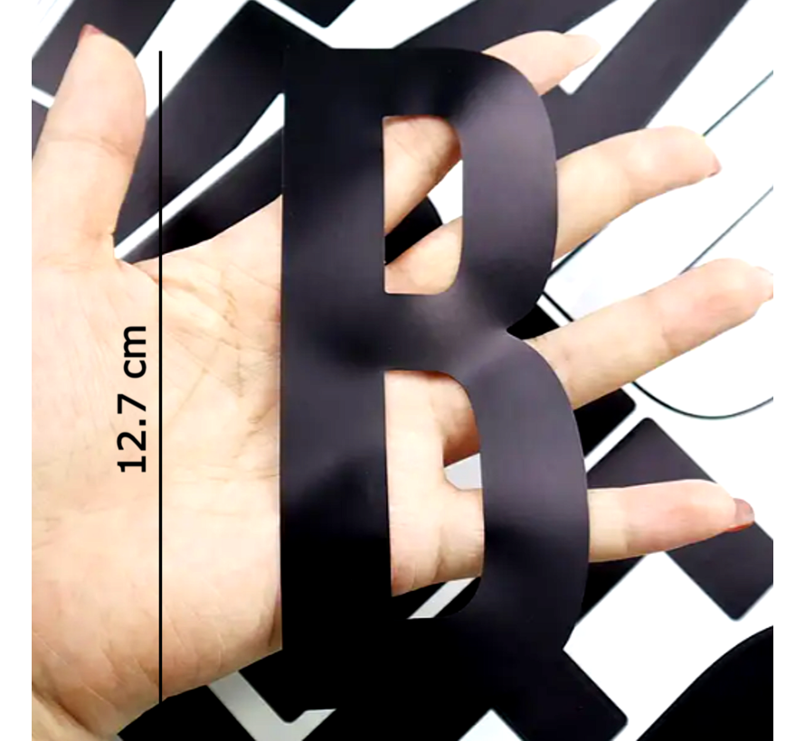 Grote Alfabet Stickers 12.7 cm Hoog – 8 Vel Zelfklevende XXL Letters (78 Letters) – Glanzend Zwart, Waterdicht & Krasbestendig