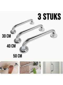 Allernieuwste.nl 3 Stuks RVS Douche Handgrepen Wandbeugel Zilver – 30, 40, 50 cm