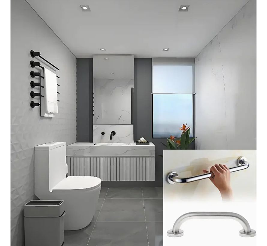 Allernieuwste.nl® 20 cm Handgreep Wandbeugel Voor Senioren Ouderen 20 cm - Metaal Roestvrij Staal Douche Badkuip Greep - Badkuip Handvat