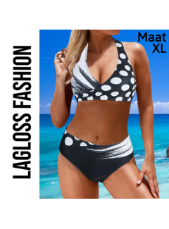 LaGloss 2-Delige Bikini Set met Zwart Wit Print Maat XL