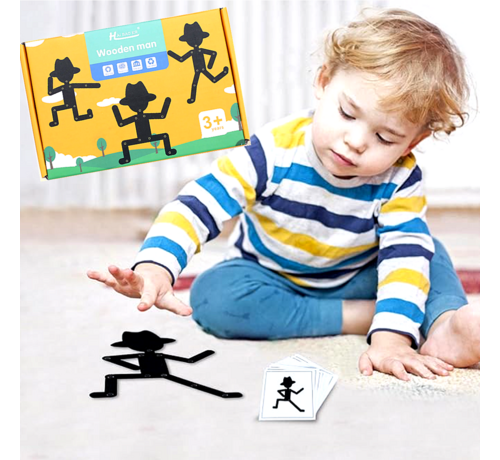 Allernieuwste.nl® Montessori Bewegend Mannetje met Hoed Spel Hout - Educatief Speelgoed voor Kinderen 3-6 Jaar