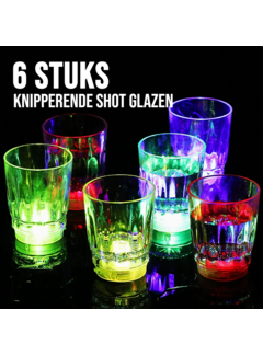 Allernieuwste.nl® 6 Stuks Lichtgevende LED Shot Glaasjes – 115 ml Acryl