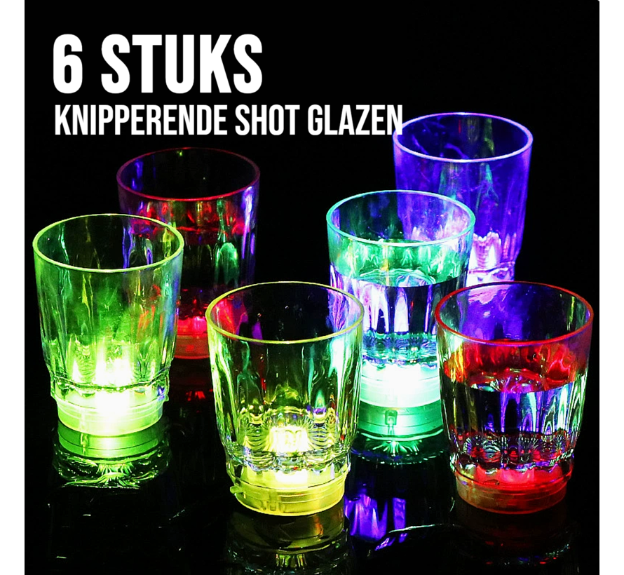 6 Stuks Lichtgevende LED Shot Glaasjes – 115 ml Acryl Shotglas met Knipperende Kleuren Feest Gadget