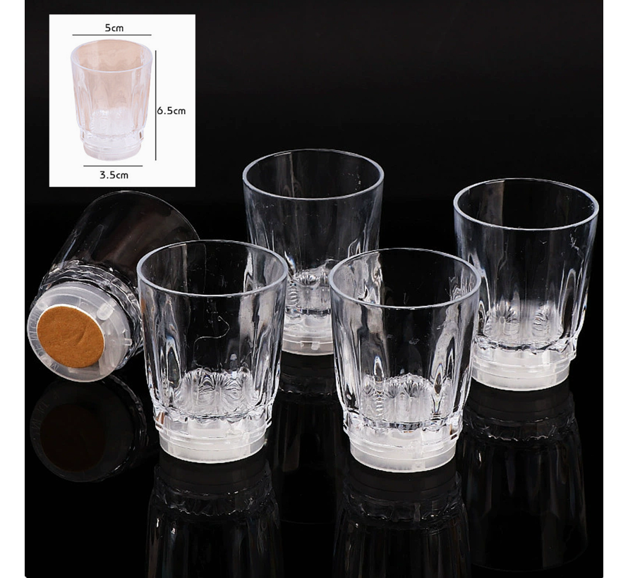 6 Stuks Lichtgevende LED Shot Glaasjes – 115 ml Acryl Shotglas met Knipperende Kleuren Feest Gadget