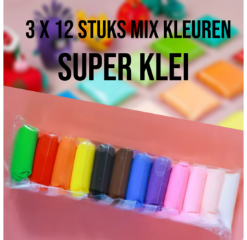 Allernieuwste.nl® Super Klei 3x 12 Stuks Mix Kleuren - 3x 12 Stuks