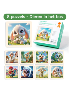 Allernieuwste.nl® 8st Houten Kinder Puzzels Dieren in het Bos