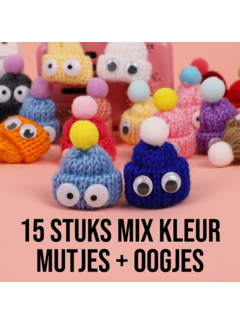 Allernieuwste.nl® 15x Creatieve Mutsjes met Oogjes – Mix Kleur DIY