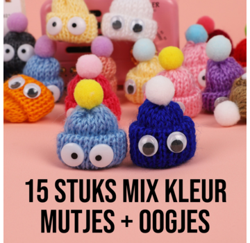 Allernieuwste.nl® 15x Creatieve Mutsjes met Oogjes – Mix Kleur DIY