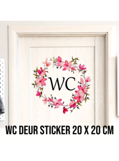 Allernieuwste.nl® WC Deursticker Bloemen - Verwijderbaar Zelfklevend PVC - 20 x 20 cm *