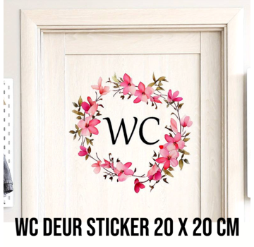 Allernieuwste.nl® WC Deursticker Bloemen - Verwijderbaar Zelfklevend PVC - 20 x 20 cm *