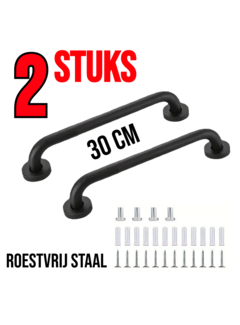 Allernieuwste.nl 2 Stuks Handgrepen Wandbeugels Zwart Voor Senioren Ouderen - 30cm