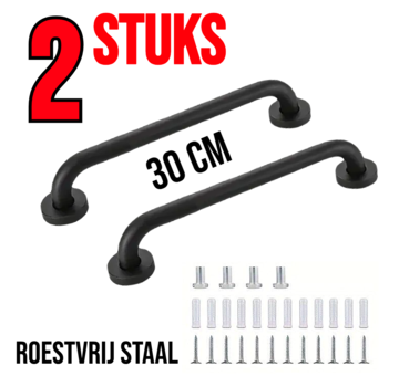 Allernieuwste.nl 2 Stuks Handgrepen Wandbeugels Zwart Voor Senioren Ouderen - 30cm