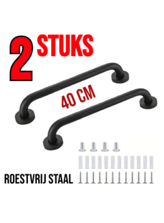 Allernieuwste.nl 2 Stuks Handgrepen Wandbeugels Zwart Voor Senioren Ouderen - 40cm