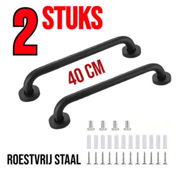Allernieuwste.nl 2 Stuks Handgrepen Wandbeugels Zwart Voor Senioren Ouderen - 40cm