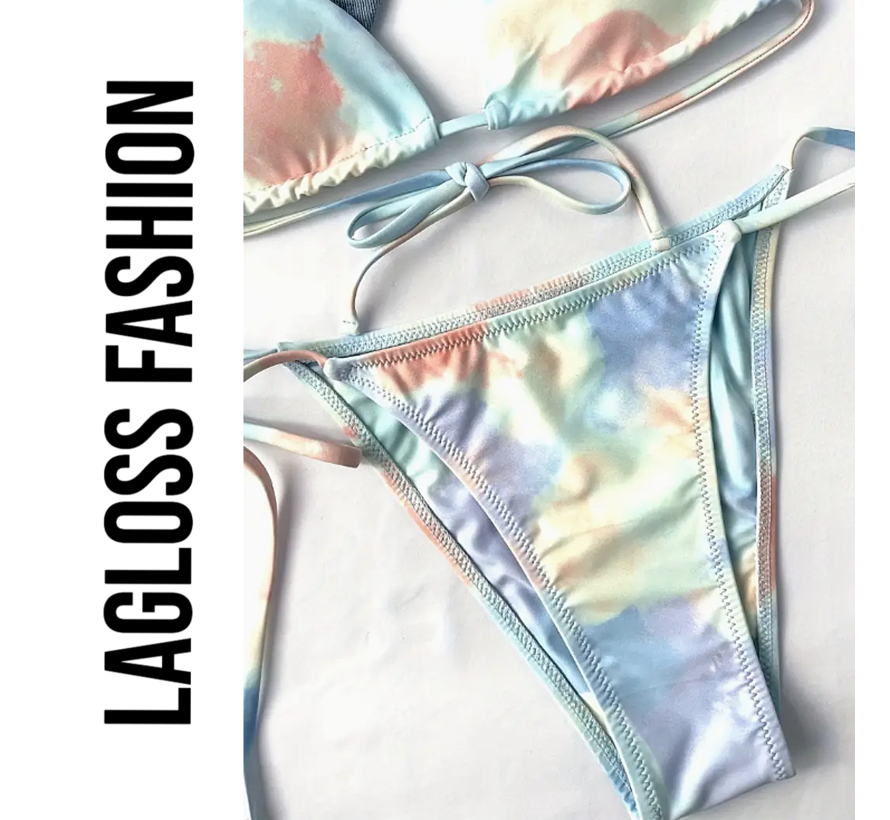 LaGloss® 2-Delige Bikini Set Tie-dye Marshmallow Mint – Maat S - Zachte & Verfrissende Dames Badmode