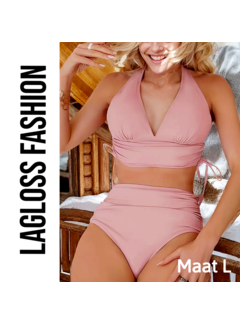 LaGloss 2-Delige High Cut Roze Bikini Set – Maat L
