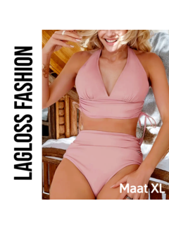LaGloss 2-Delige High Cut Roze Bikini Set – Maat XL