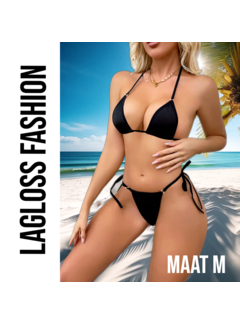 LaGloss 2-Delige Sexy Bikini Set Zwart – Maat M **