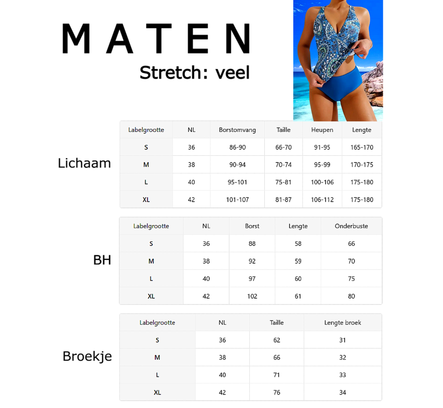 LaGloss® 2-Delige Tankini Set Blauw Paisley Print – Maat S - Modieuze & Comfortabele Dames Badmode