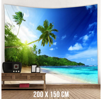 Allernieuwste.nl Urban Loft Wandkleed XL Caribisch Strand met Palmen - 200 x 150 cm