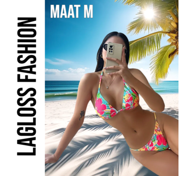 LaGloss 2-Delige Bikini Set Bloemenprint Neon Kleuren – Maat M